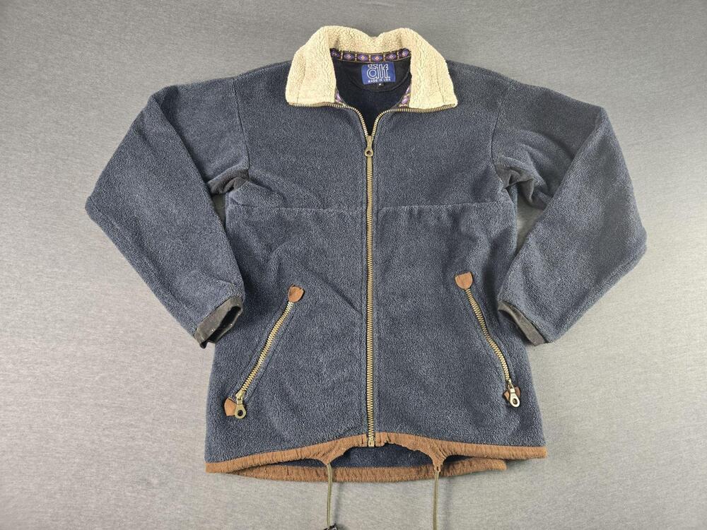 Vintage Alf Kuhl Jacket Mens Small Blue Polartec Fleece Zip Made USA